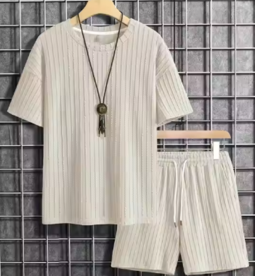 New Fashion Summer Short Sleeve Shorts Set Linen Thin Lapel Loose Solid Color